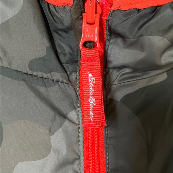 Eddie Bauer Reversible Puffer Jacket with Camouflage Bright Orange Trim Size XL - Picture 7 of 13